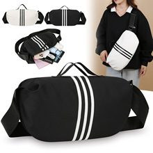 时尚撞色条纹牛津布饺子包包2025新款百搭大容量休闲单肩斜挎包女