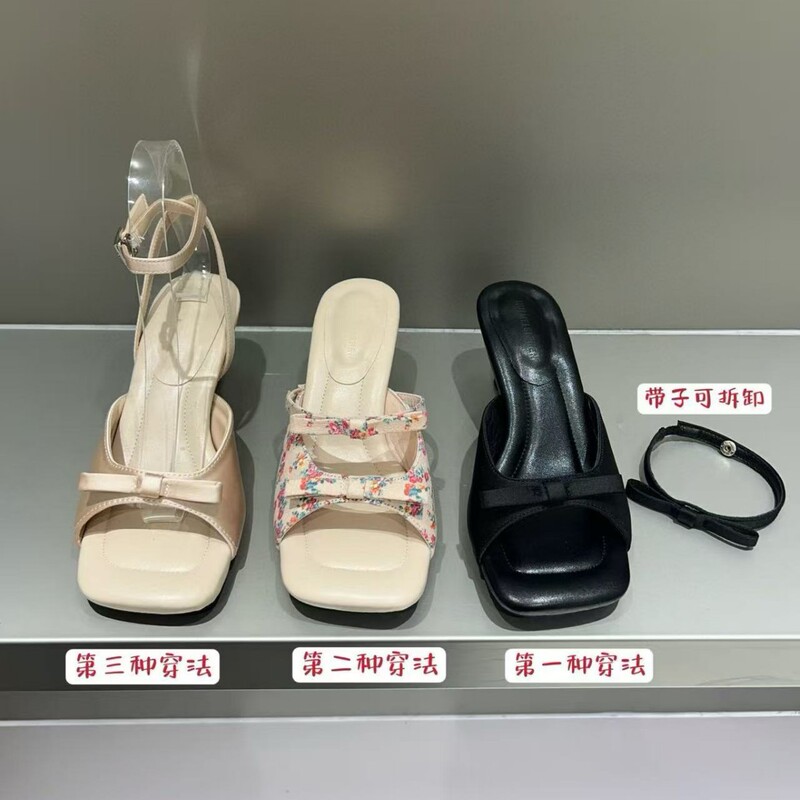 7cm Shoes That Can Be Worn in Four Different Styles, with Different Styles to Match, Women's Sandals for Summer, Suitable for Commuting, with Thin High Heels and Detachable Straps 7cm Shoes That Can Be Worn in Four Different Styles, with Different Styles to Match, Women's Sandals for Summer, Suitable for Commuting, with Thin High Heels and Detachable Straps
