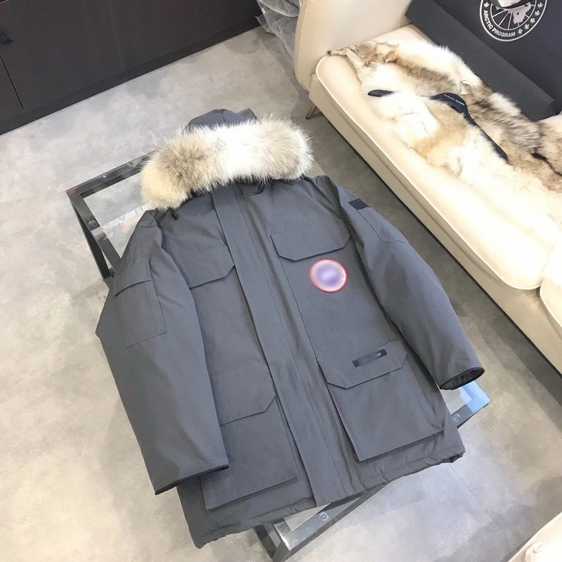 莆田08款远征大鹅羽绒服工装外套中长款大狼毛领男女同款潮流加厚|undefined