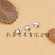 S925纯银泰银爱心心形横穿竖穿隔珠DIY手工手链串珠配件配饰材料