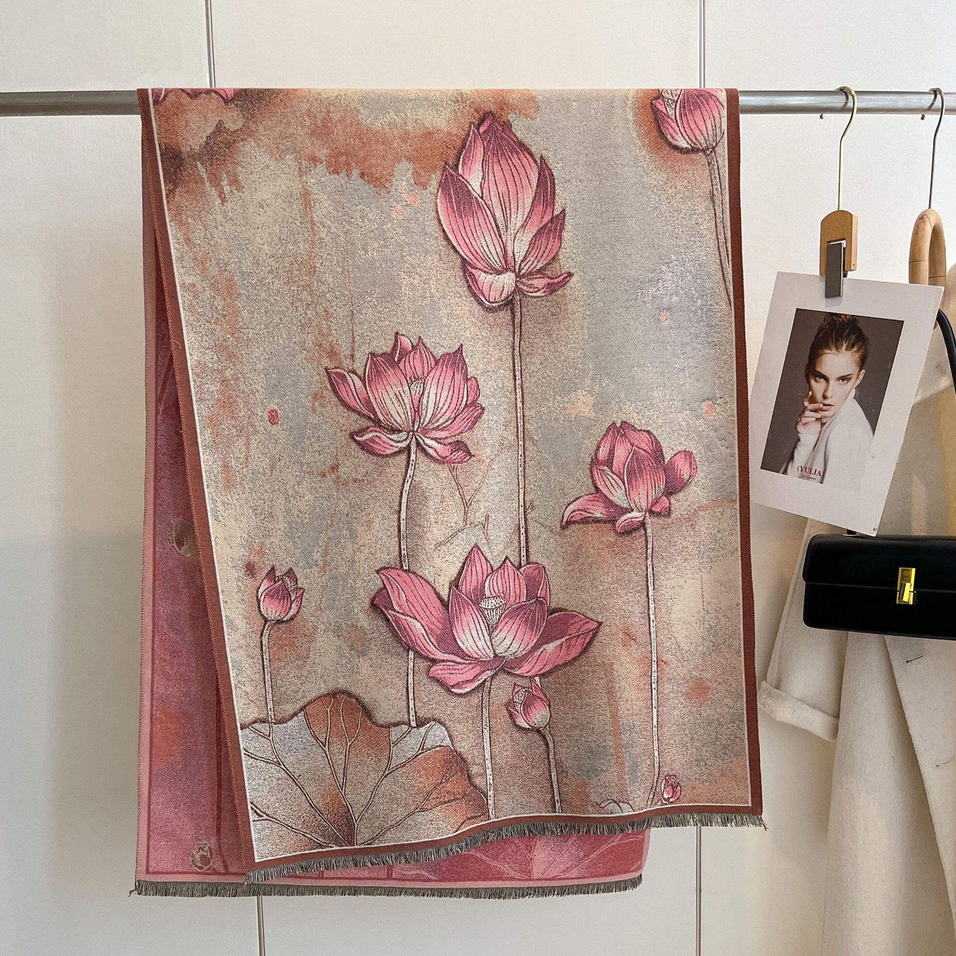 2024 invierno nuevo loto modesto bufandas de cachemira para mujeres doble cara gruesa calentamiento collar y chal