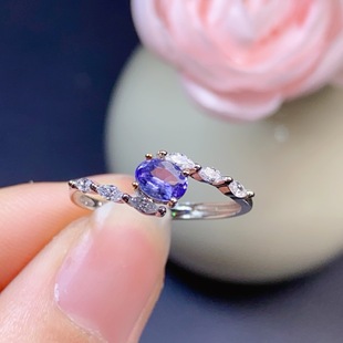 ��Ȼ̹ɣʯ��ָS925�y�Ƕ�ʌ���ָ�r�аٴ�S�����l��ʯ4x5mm