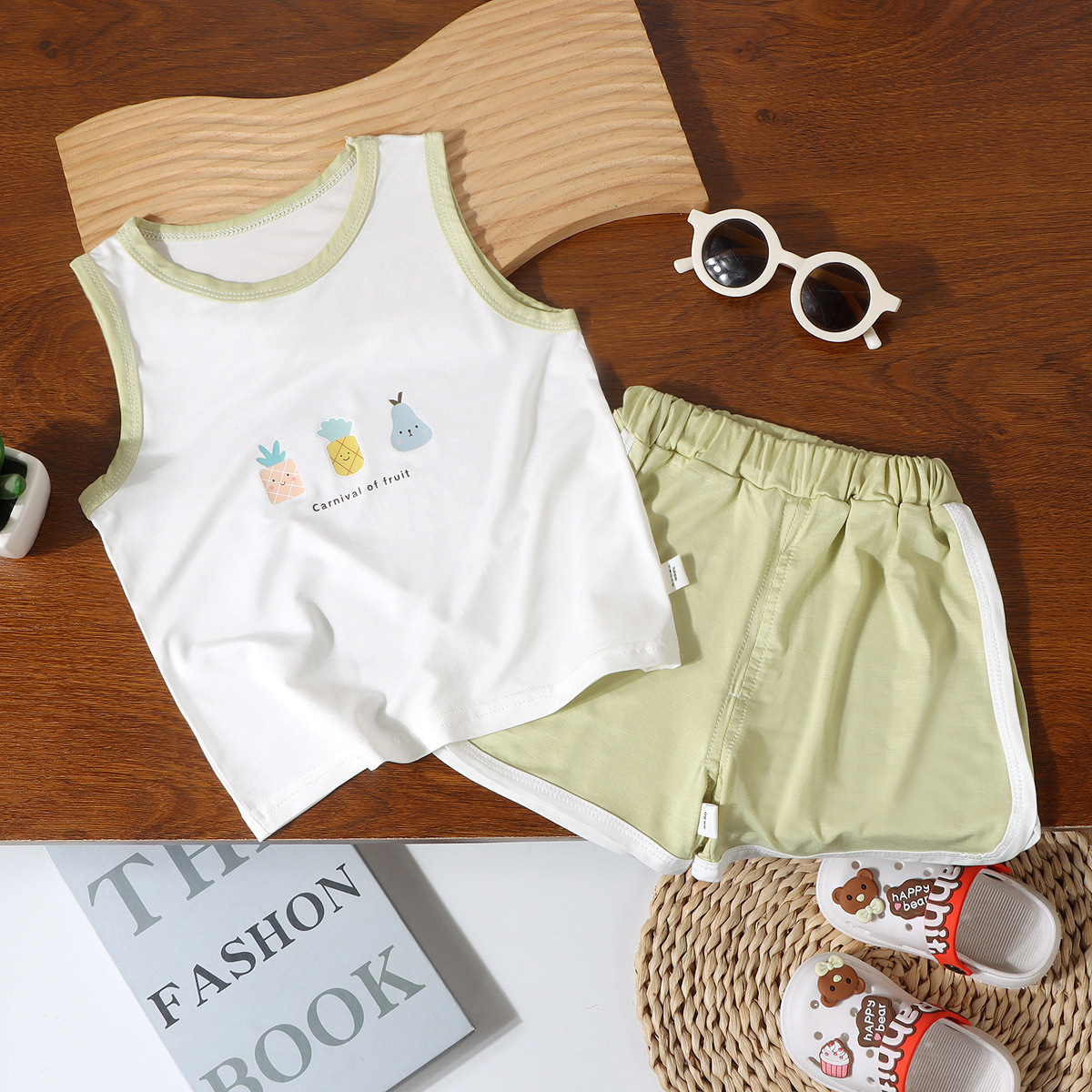 Children's Summer Vest Two-Piece Set for Boys and Girls, Sleeveless Vest, Class a Infant and Toddler Home Wear Vest, Youkesi