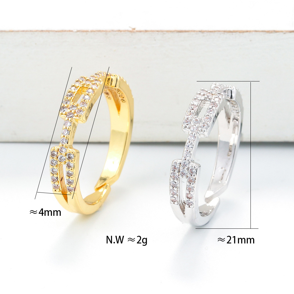 Unisex Gender Plating Design Fashion Copper Gold-plated Geometric Double Open Ring