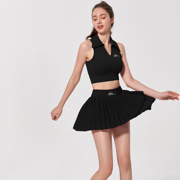 Losco exquisito traje de tenis de verano femenino ropa de bádminton delgada falda corta de yoga carrera ropa de fitness seca rápida chaleco