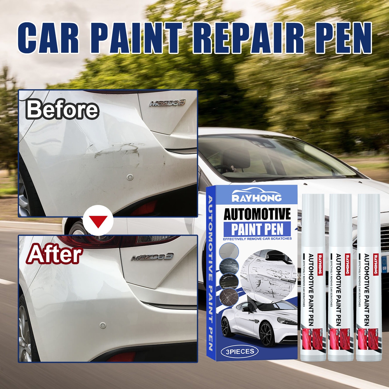 Rayhong Car Paint Repair Pen Scratch Repair Pen for Paint Surface Scratches and Marks