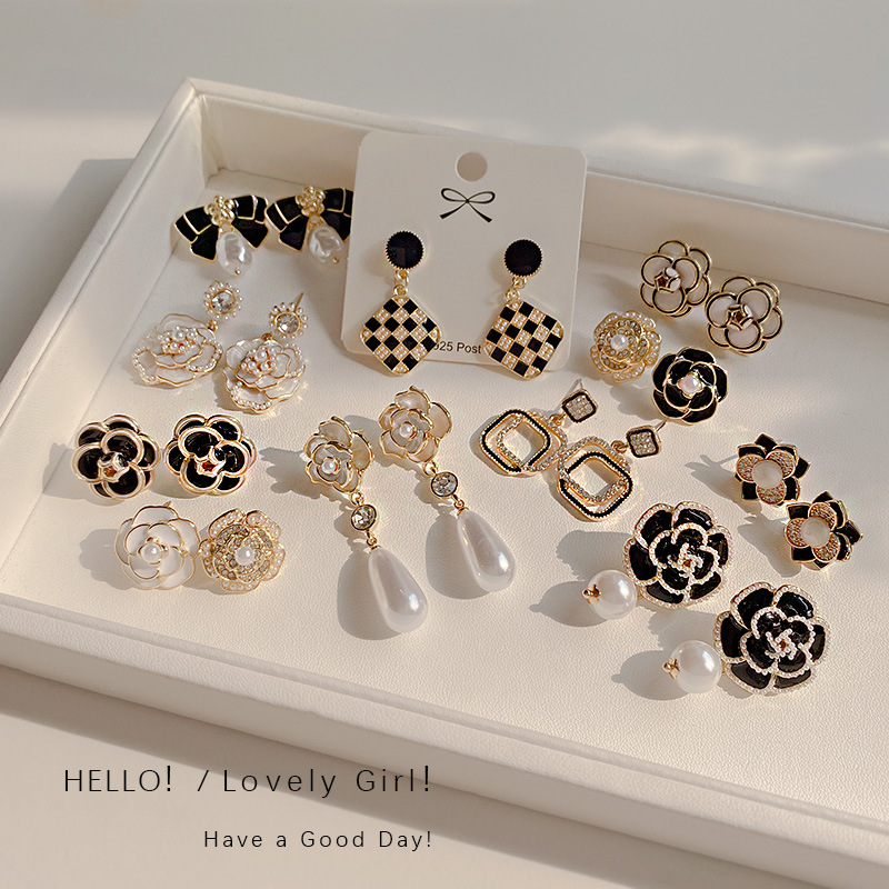 Fashion Flower Bow Knot Sterling Silver Inlay Artificial Gemstones Earrings 1 Pair