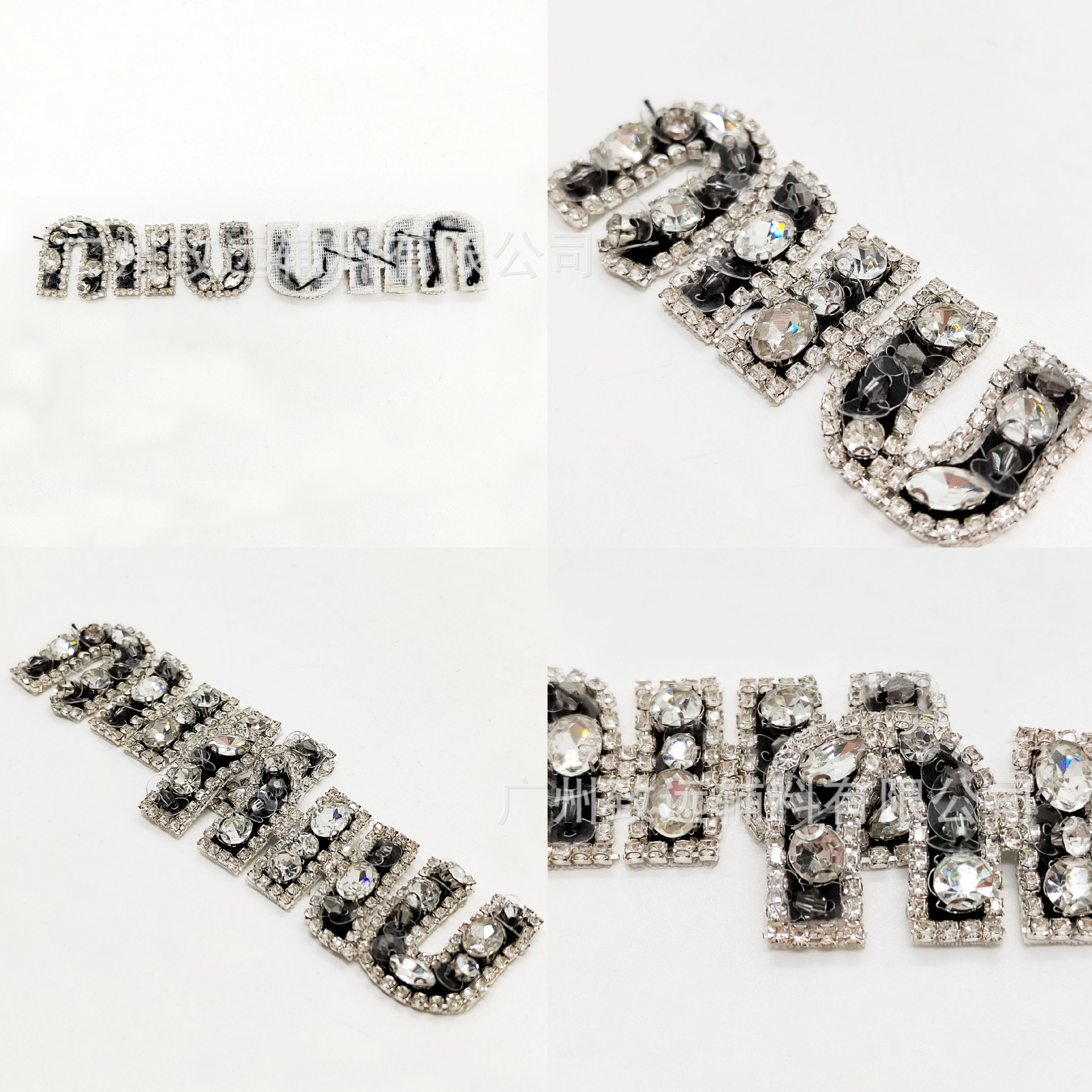 Parches de tela con letras inglesas de estilo nuevo, hechos a mano con cuentas, para bolsos, accesorios de ropa, y pedrería DIY para coser a mano.