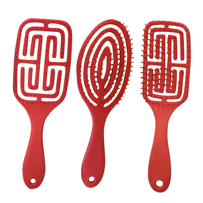 Peine de dientes anchos de plástico hueco peine de costilla de pelo peine de masaje de cabeza peine de placa grande transfronteriza