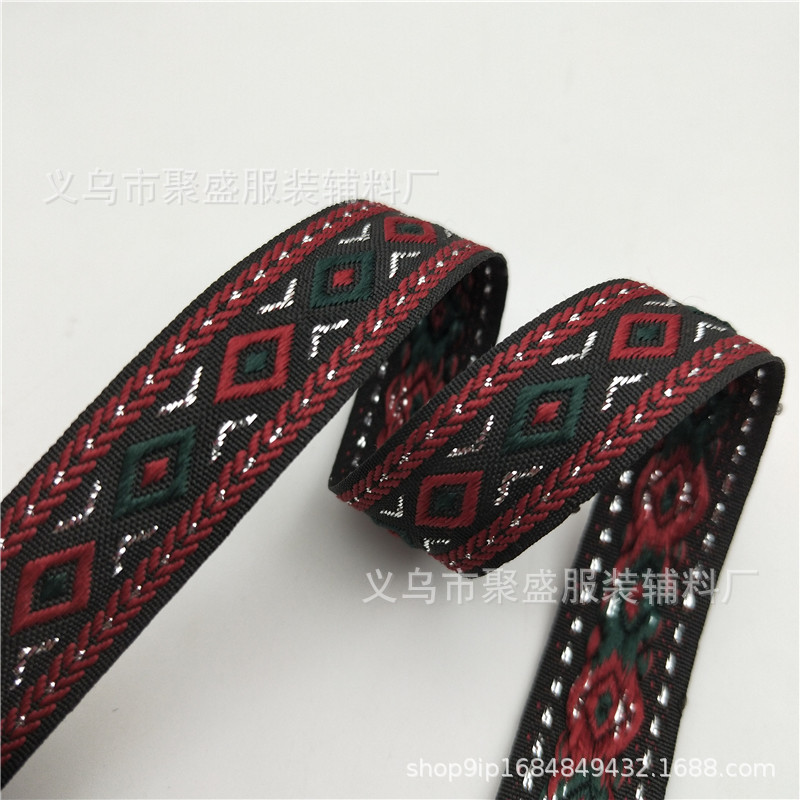 Nuevo 2cm oro de seda en forma de diamante cinta jacquard colorido cuadrado hecho a mano accesorios decorativos bordado ropa cinturón decorativo