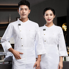 料理人作業服男長袖ホテルレストラン食堂キッチン焙煎サービスマン服秋冬服