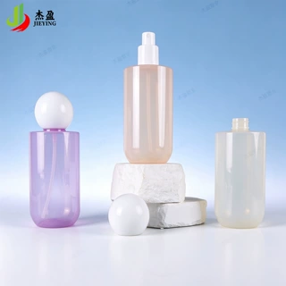 厂家可定制250ml圆底塑料PET纯露爽肤水瓶配球形盖化妆品包装分装