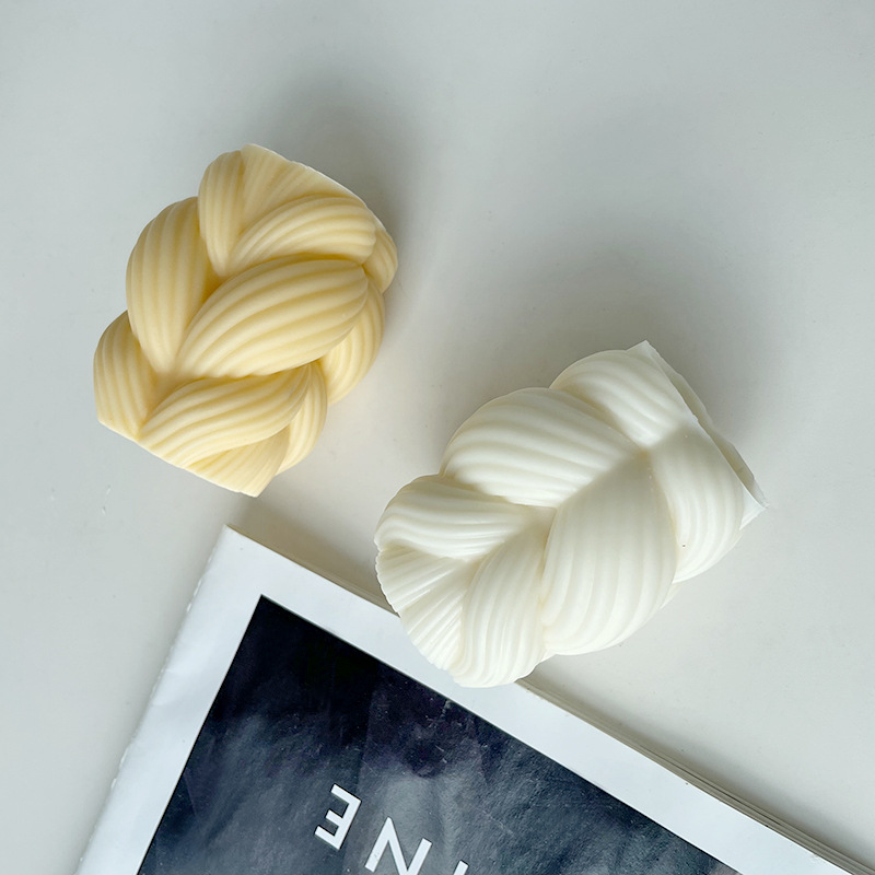 Cuerda de cáñamo tejido columna aromaterapia vela silicona molde de silicona DIY geométrica onda cuerda de cáñamo vela molde de yeso en stock