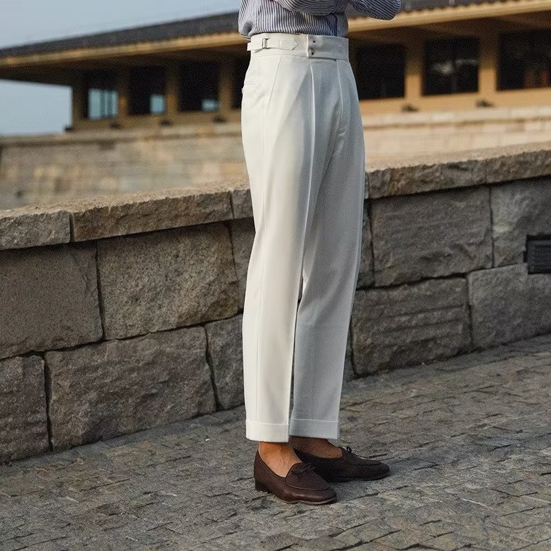 卡其色休闲裤男款夏季轻熟风高级感修身西裤子潮牌小脚九分裤男生