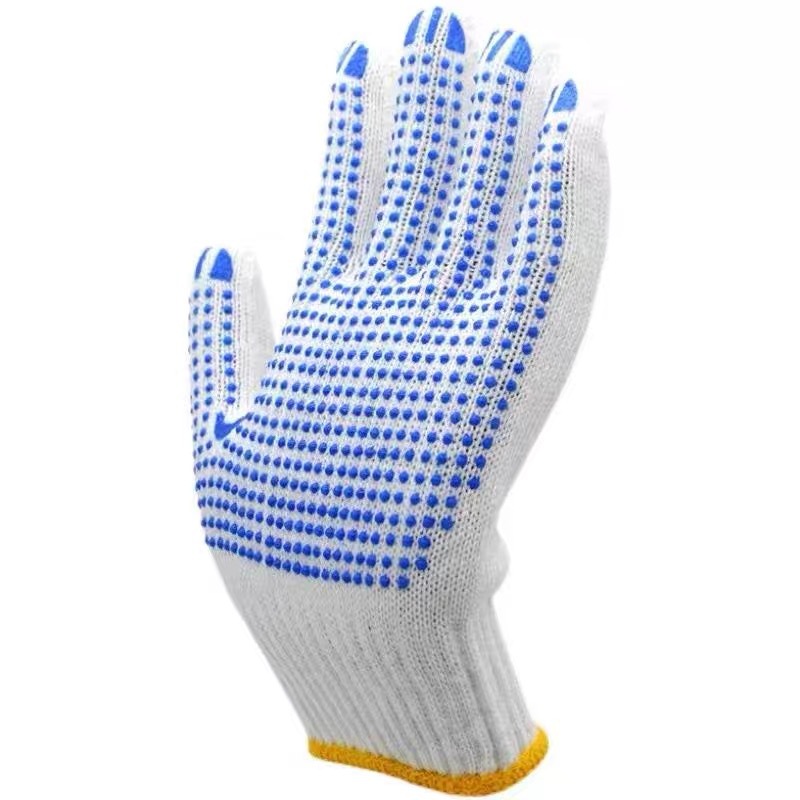 Fabricantes al por mayor guantes de cuentas antideslizantes desgaste de pegamento de diez agujas espesadas de algodón de lana de plástico de trabajo seco guantes de protección laboral image 10