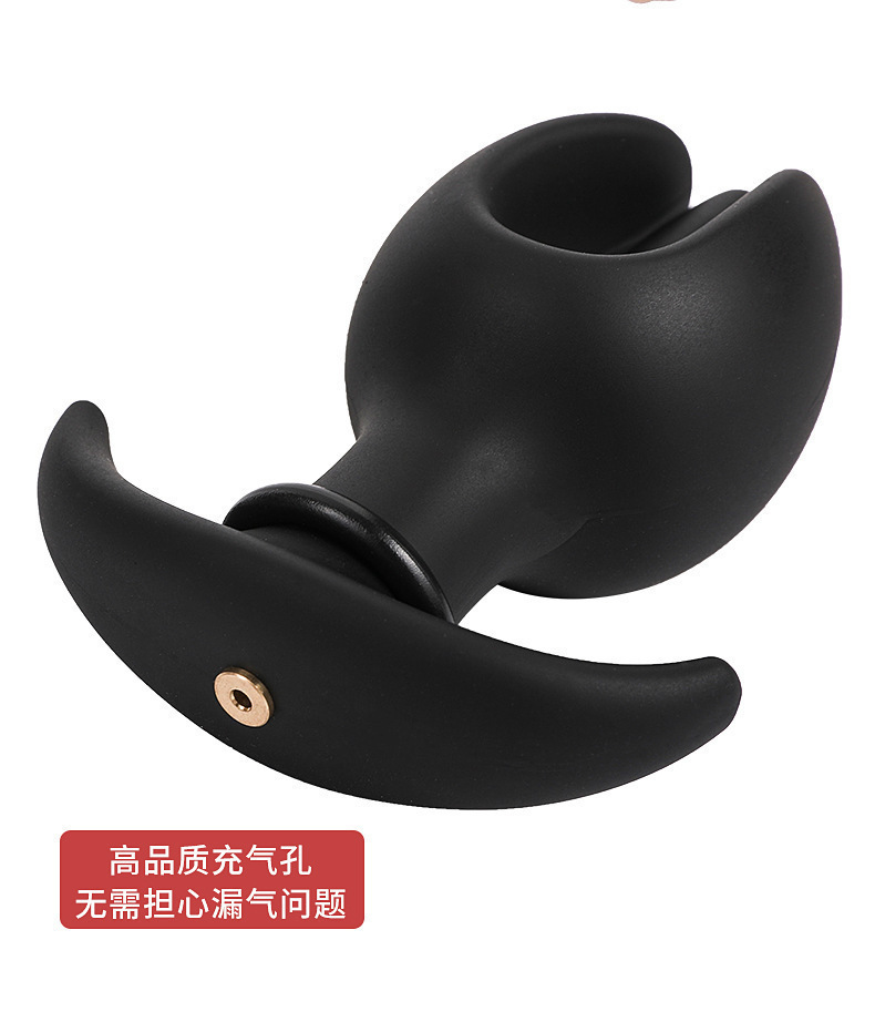 Petal-Type Inflatable Anal Plug, Expandable Silicone Prostate Massager, Black — detail image 9