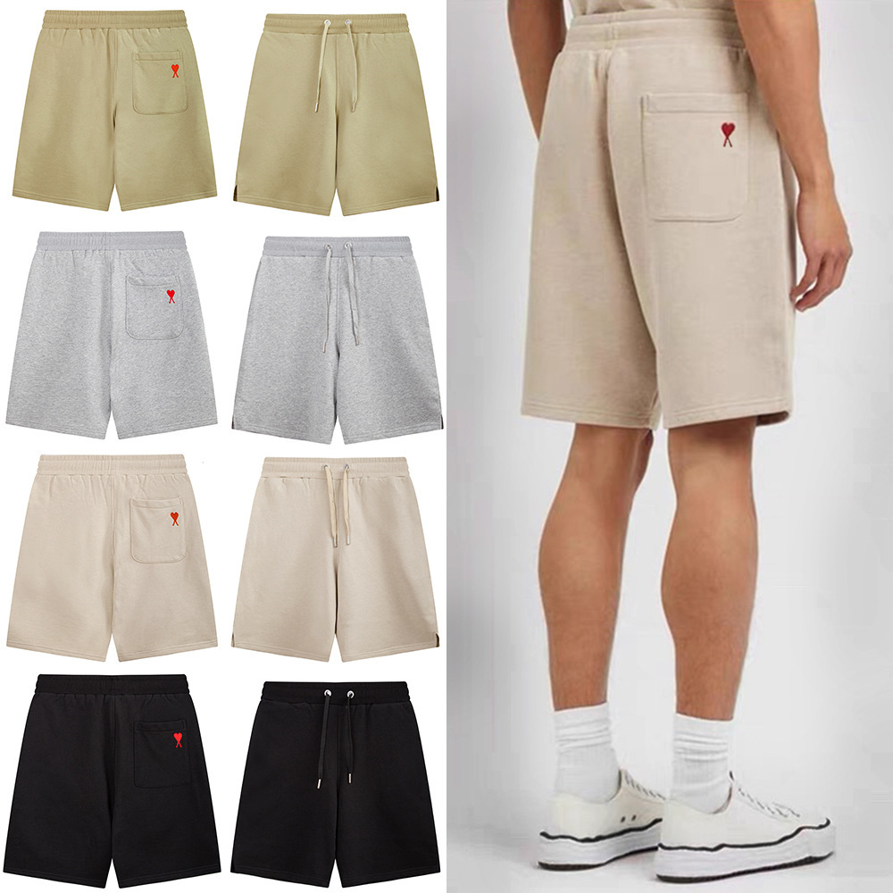 Cross-Border E-Commerce Ami Clams Summer Loose Casual Pure Cotton Back Pocket Small Heart Men's and Women's Shorts