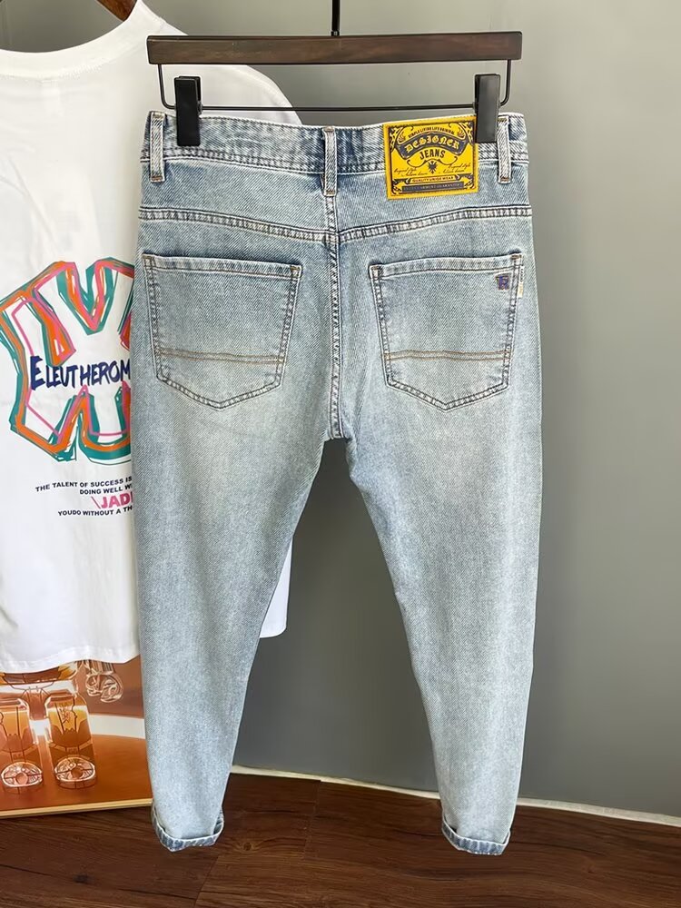 Men's Premium Stretch Slim Straight Jeans - Fall New Collection, Durable Denim Pants With Embroidery, High-End Casual Trousers For Men_voghion.com
