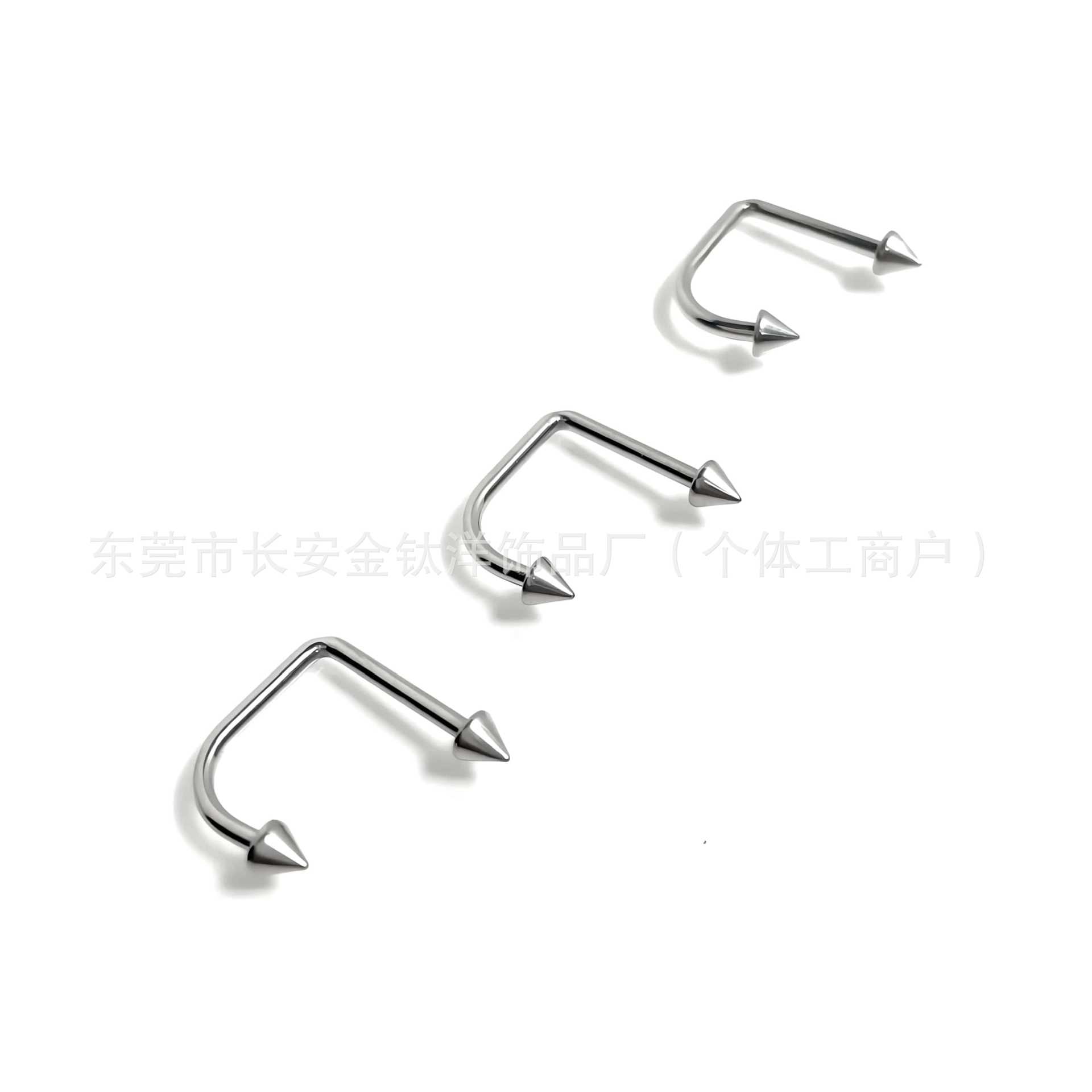 F136 Titanium Internally Threaded Lip Ring U-Shaped Lip Ring with Ball and Pointed Cone Nose Ring Nose G23 Titanium Alloy Body Piercing Jewelry detail image 4