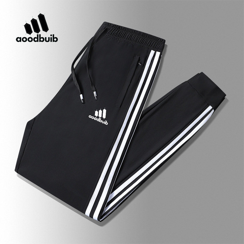 2025 Korean Style Sports Casual Ice Silk Pants for Men Summer Breathable Outdoor Men's Moisture-Wicking Fashion Trendy Long Pants Men's Clothing