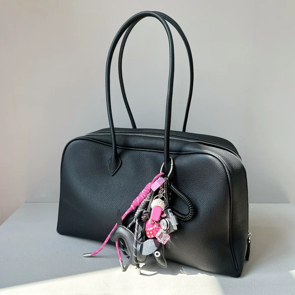 New Style First-Layer Cowhide Boston Pillow Bag Korean Niche Underarm Bag for Women Large Capacity Commuter Shoulder Handbag