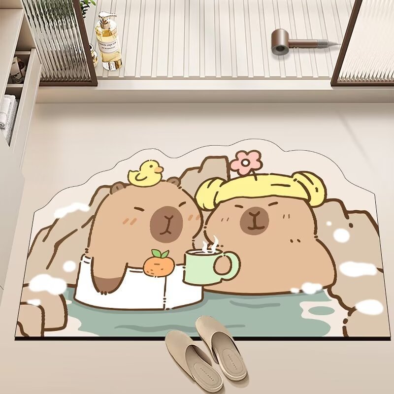 かわいいカピバラ浴室の新しい珪藻泥マットトイレ吸水滑り止め速乾汚れ耐磨耗マット|undefined