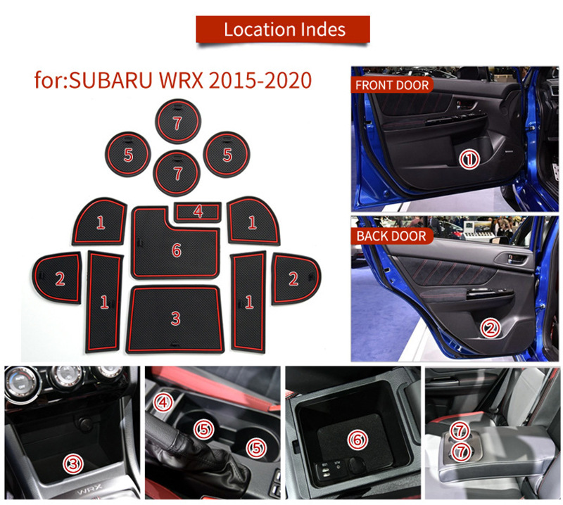 Suitable for 15-20 Subaru WRX door slot mat interior modification anti-slip mat auto parts central control dust mat
