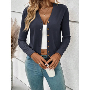 R 68111 Simple solid knit cardigan ���s��ɫë���_��