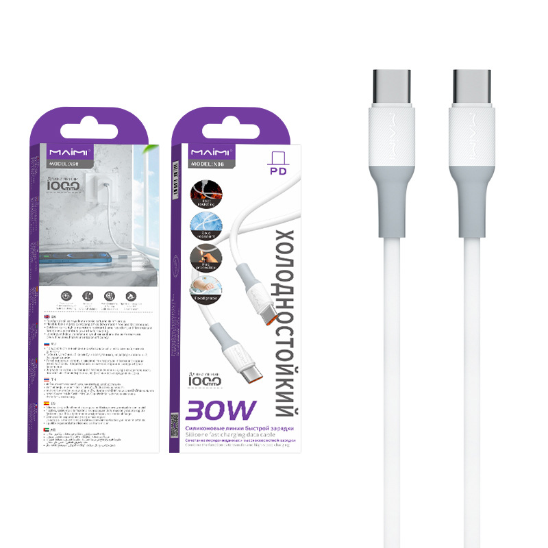 Cable de datos de carga rápida MacMox X98 para iPhone 16 Promax Dual Interfaz Type-C PD30W Cable de carga flash