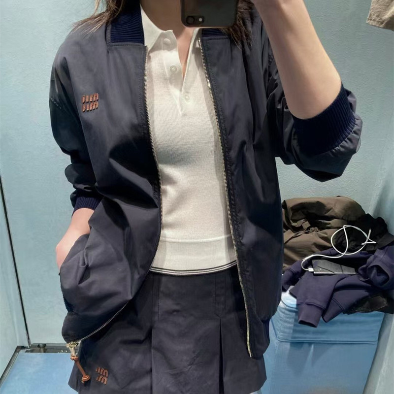 Original Miu Panama Cotton Pilot Solid Color Jacket Cardigan for Men and Women