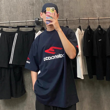 巴黎短袖男t恤3M刺绣前后大logo字母B家宽松男女情侣潮牌纯棉t恤