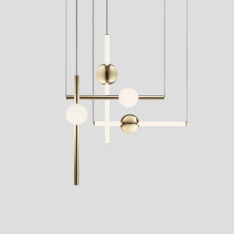 Casa de lámpara de cama combinada luminosa simple dormitorio comedor esfera de luz diseñador de casa modelo moderna