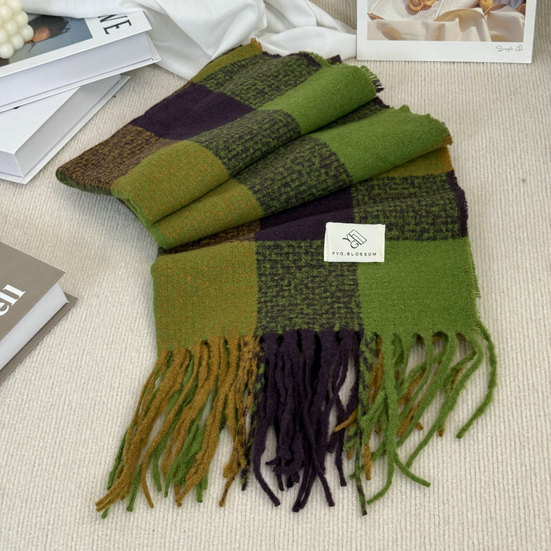 Bufandas gruesas a cuadros rojos con abrigo temperamento variado calentamiento pasturas cuello turístico de alto nivel de cinturón para hombros