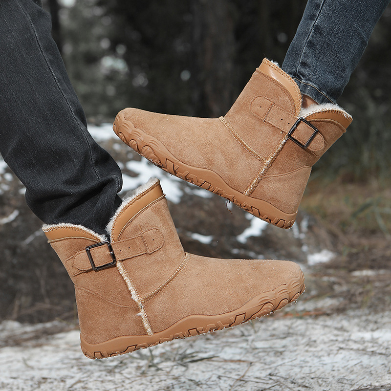 New cross-border winter snow boots for men and women, warm and plush cotton shoes, outdoor non-slip, waterproof, cold-resistant hiking boots