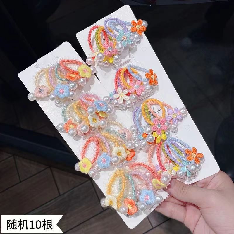 진주 꽃 머리 반지-혼합-간단한 10