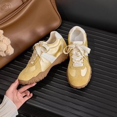 韩系复古拼色系带德训鞋女2025春季新款百搭舒适运动休闲阿甘鞋潮
