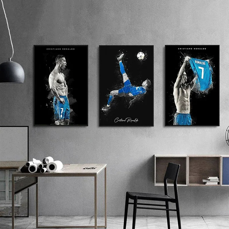 Estrella del fútbol Messi Decoración Pintura Carteles Copa del Mundo Deportistas Sala de estar Dormitorio Paredes Pintura en lienzo Jet
