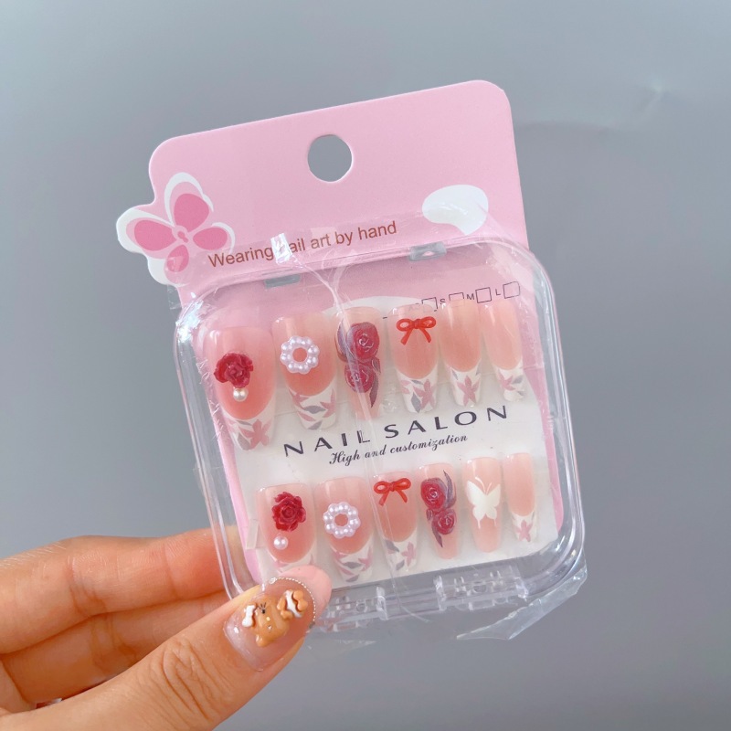 Niños que usan dibujos animados lindos 2025 nuevas niñas largas pegatinas de uñas blanquear niñas pegatinas de uñas para estudiantes de primaria