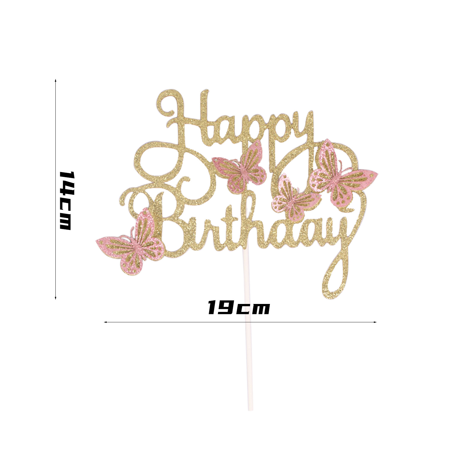 Decoración de fiesta postre multicolor horneado tarjetas feliz cumpleaños letras inglesas tarjetas mariposas