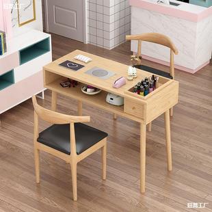 Solid Wood Manicure Table Single Internet-popular Japanese Manicure Table with Embedded Vacuum Cleaner Quiet Nordic Nail Art Table and Chair suit