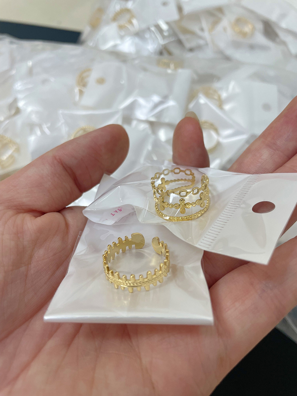 4g Weight Real Gold Plated Plating Material Open Rings Classification Adjustable Ring Size 1 Piece Quantity Daily Occasion 304 Stainless Steel Material Geometric Pattern Women's Gender Ethnic Style, Simple Style Style Waterproof Non Tarnish, Hollow Out Craft Real Gold Plated Geometric 304 Stainless Steel Ethnic Style Simple Style Waterproof Non Tarnish Open Rings 19