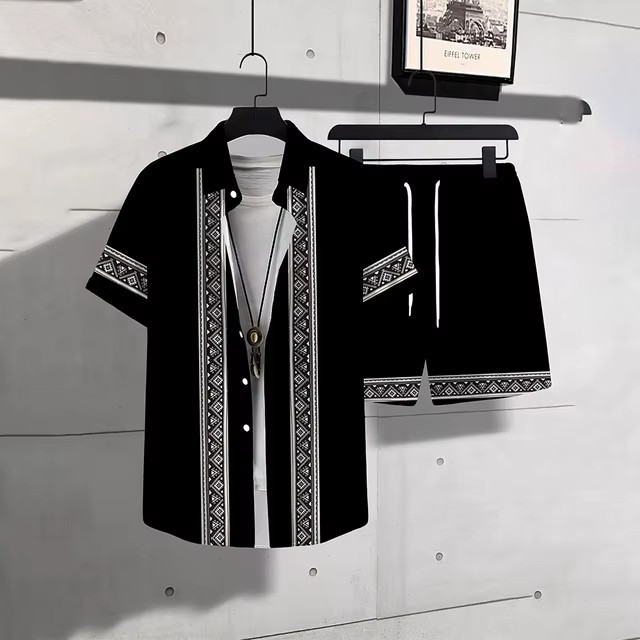 Moda 3D impresión digital spot comercio exterior Xiyin venta caliente verano hawaiano vacaciones camisa pantalones cortos traje de 2 piezas