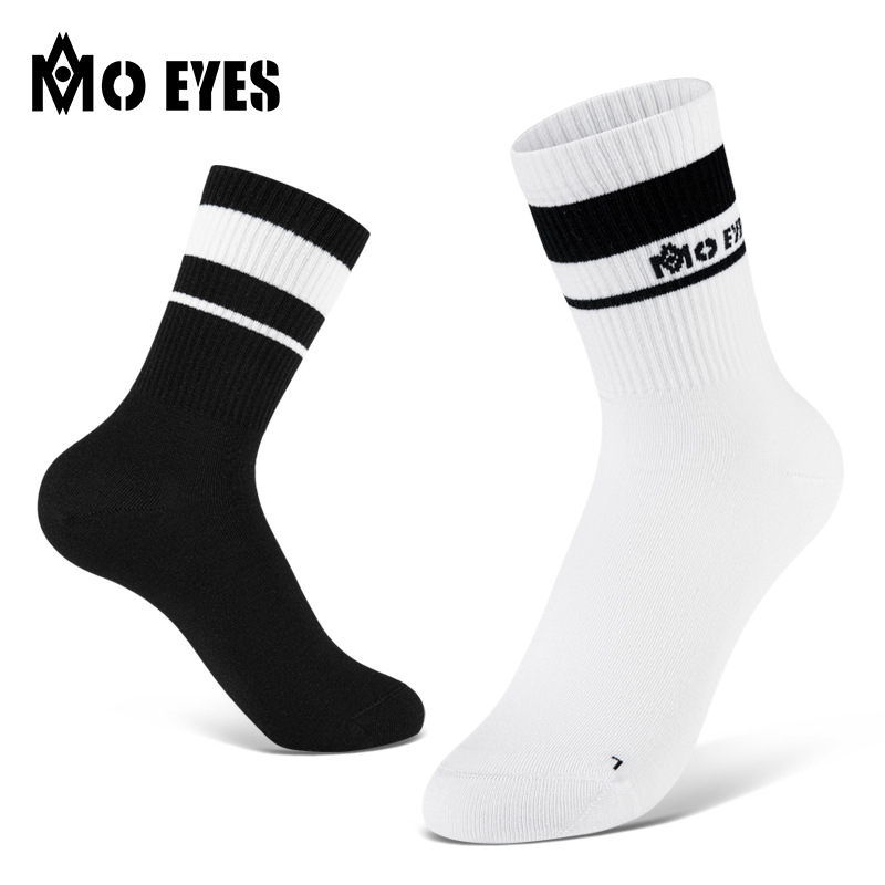 Tất golf nữ moeyes mắt ma thuật phối màu ống giữa co giãn thể thao chống bóng — Một size