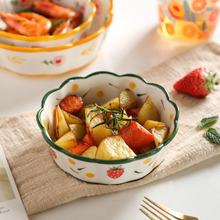 Air Fryer Bowl Oven Baking Bowl Steamed Egg Bowl Tableware Ceramic Bowl Household Oatmeal Fruit Salad Bowl