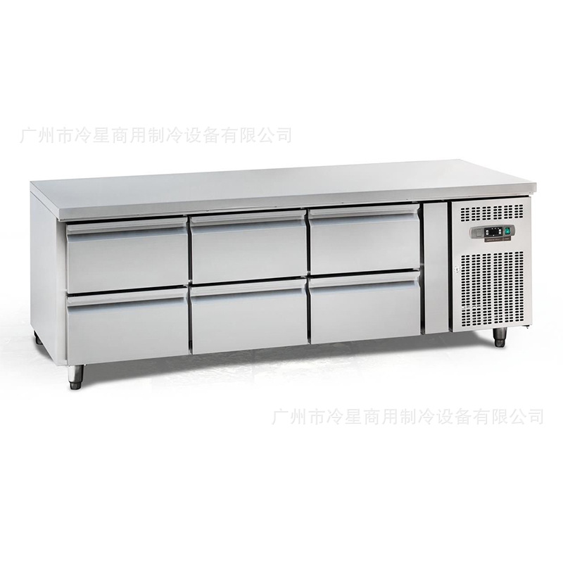 变频省电精准温度六抽屉工作台冰柜风冷无霜304不锈钢商用冰箱