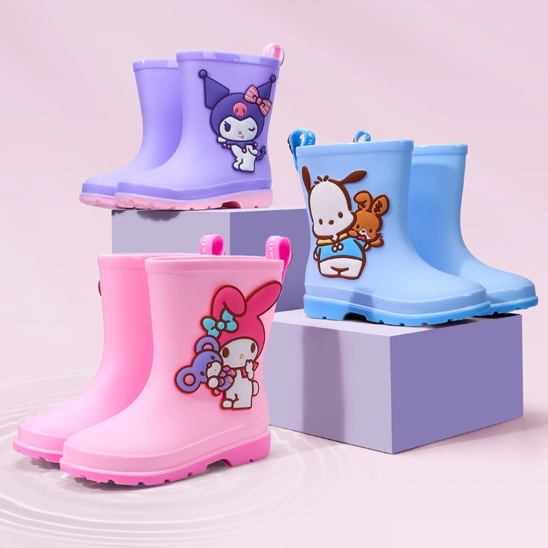 Sanrio Детская дождевая обувь мультфильм милый мальчик девочка водонепроницаемые дождевые сапоги детский сад ребенок нескользящая резиновая обувь