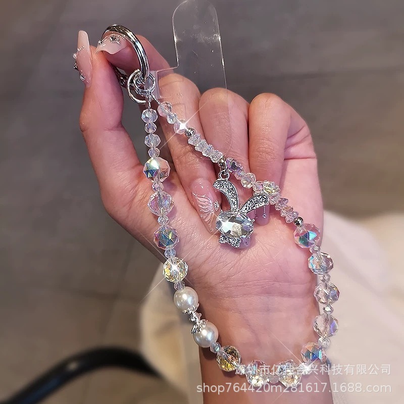 Nuevo cristal perla cordón de cristal con cuentas cadena de teléfono móvil colgante al por mayor sueño conejo colgante de diamantes de imitación comercio exterior transfronterizo