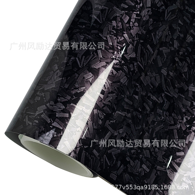 Cross-border explosion PET forged carbon fiber red sticker central control interior bright black rearview mirror full body film
