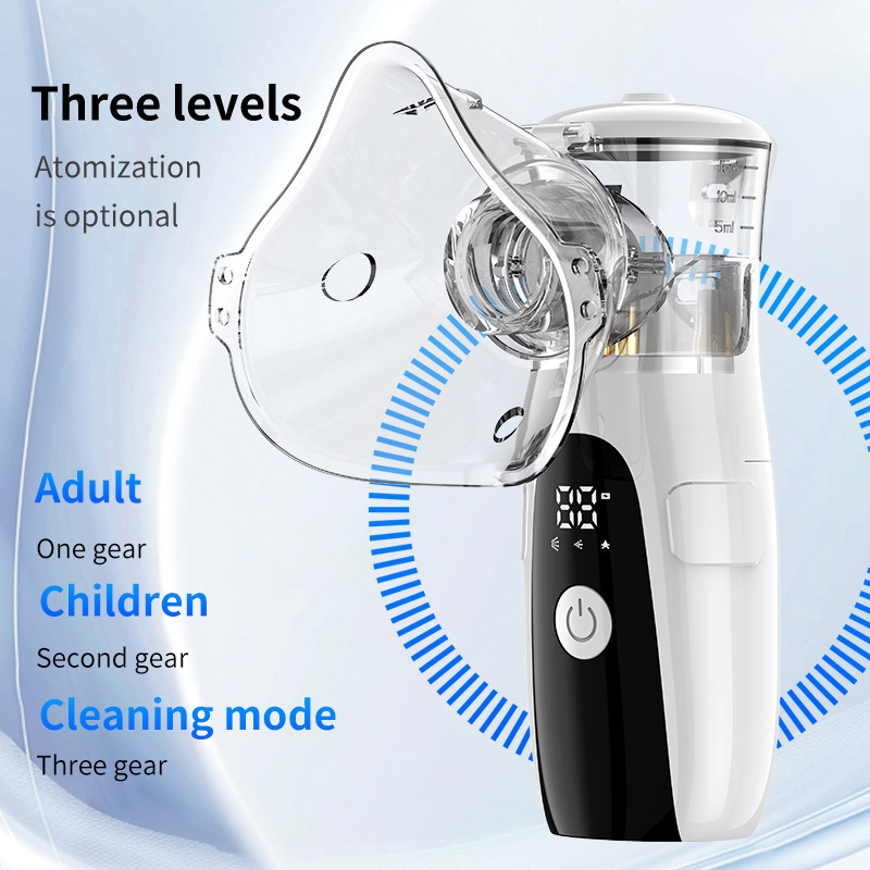 Cross-Border New Product Led Display Atomizer Household Silent Atomization Portable Handheld Fine Mist Inhalation Atomizer