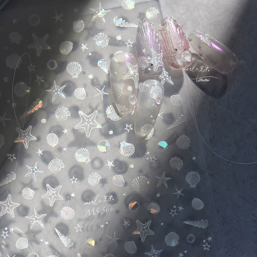 Оболочка света морская звезда раковина маникюрная наклейка рельефная улитка Аврора пятиконечная звезда морской линии клей для ногтей цветочные украшения